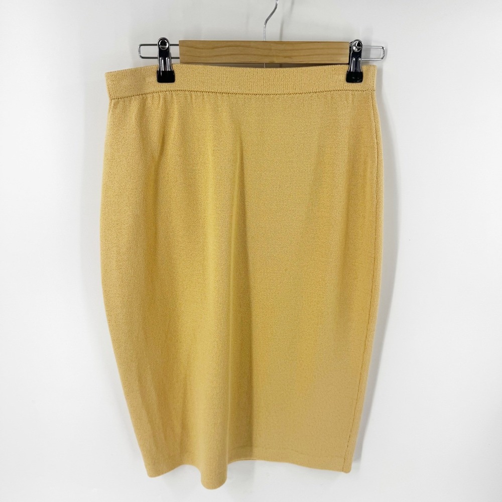 St John Collection Santana Knit Skirt Size 10 Yellow
